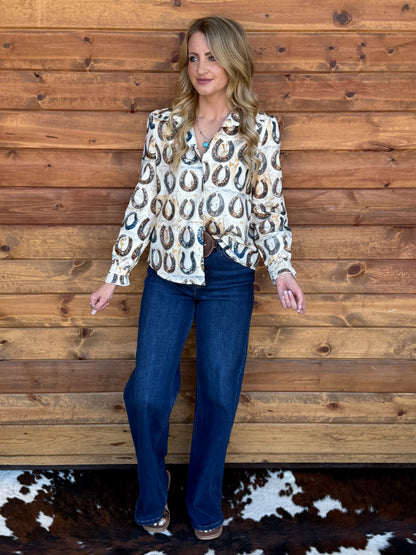 Rustic Horseshoes Button-Up