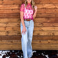 Floral Lace Mesh Top *Hot Pink