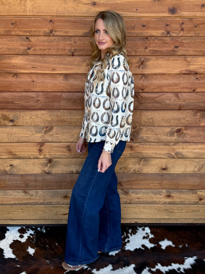 Rustic Horseshoes Button-Up