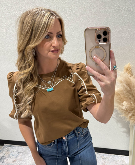 Western Babe Top *Brown