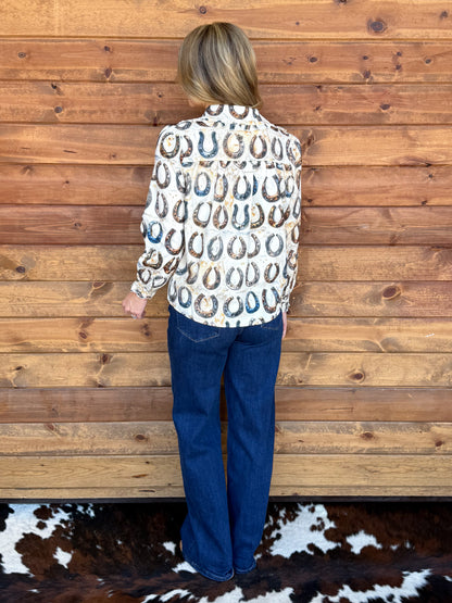 Rustic Horseshoes Button-Up
