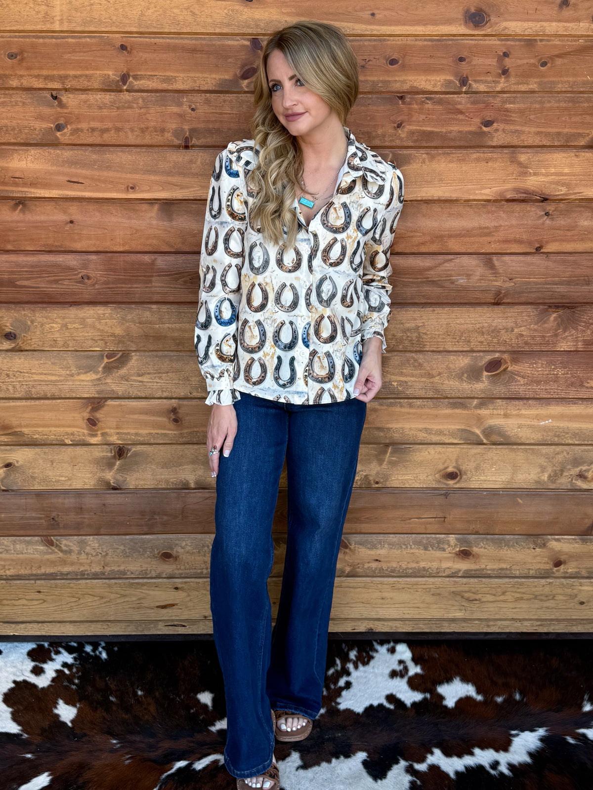 Rustic Horseshoes Button-Up