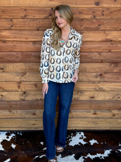 Rustic Horseshoes Button-Up