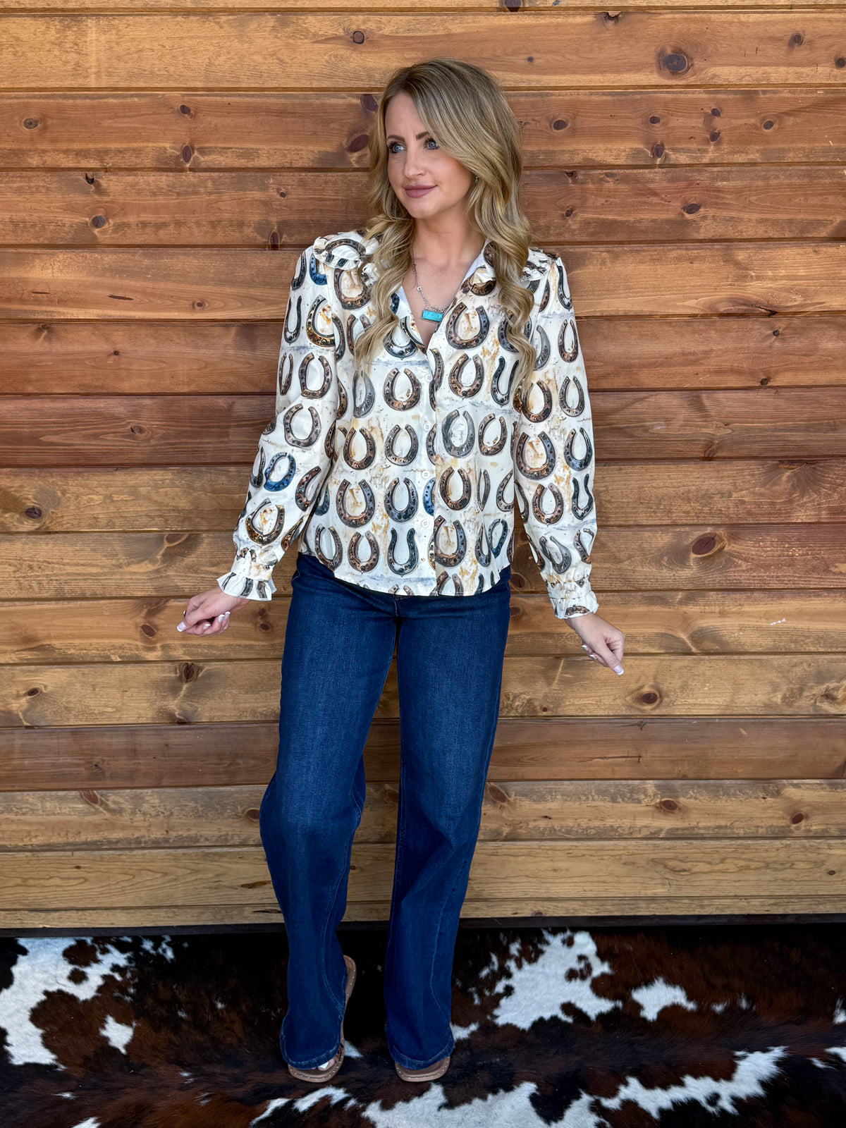 Rustic Horseshoes Button-Up