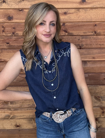 Dallas Days Top *Dark Wash