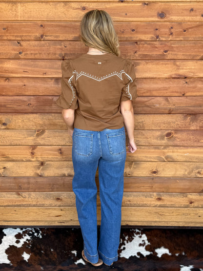 Western Babe Top *Brown