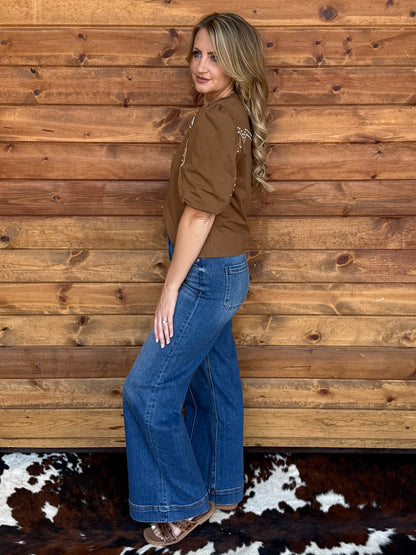 Western Babe Top *Brown