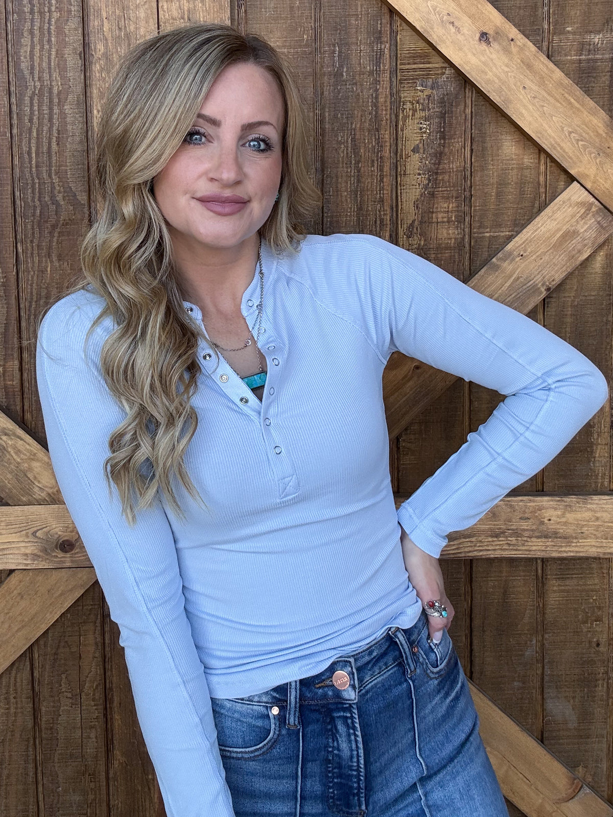 The Henley Basic Long Sleeve *Light Blue