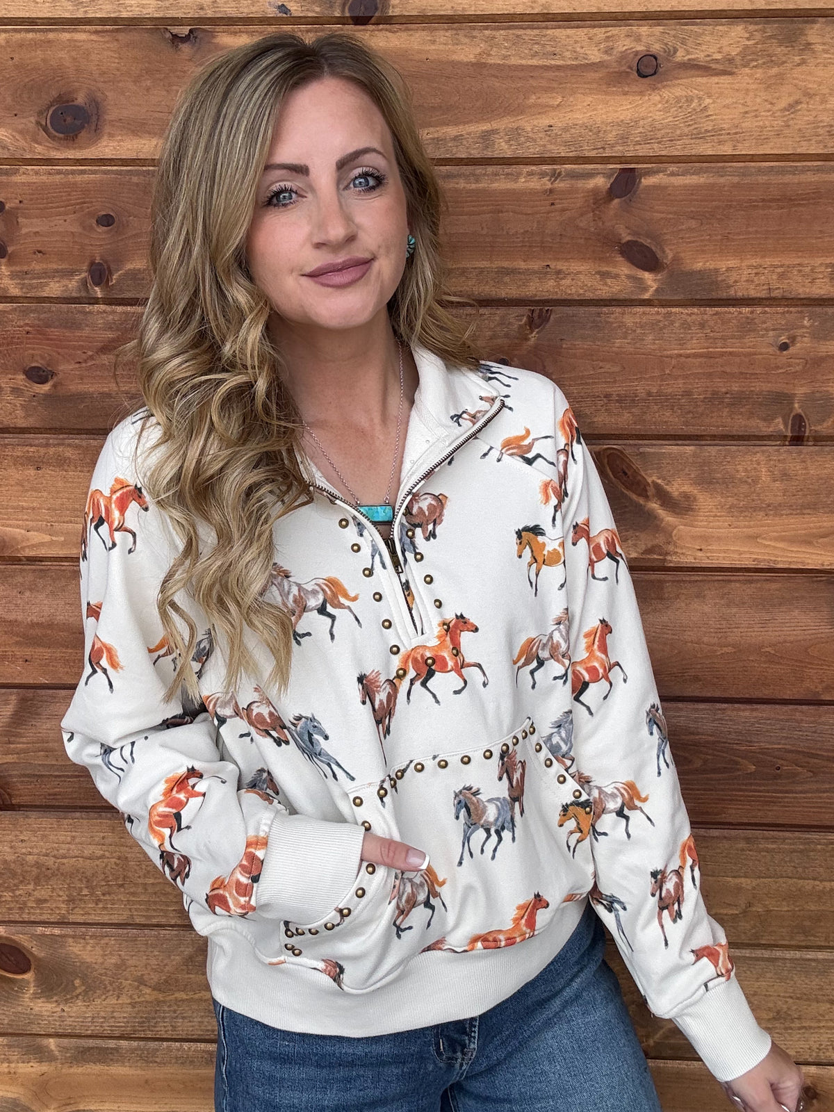 Studded Horses Pullover