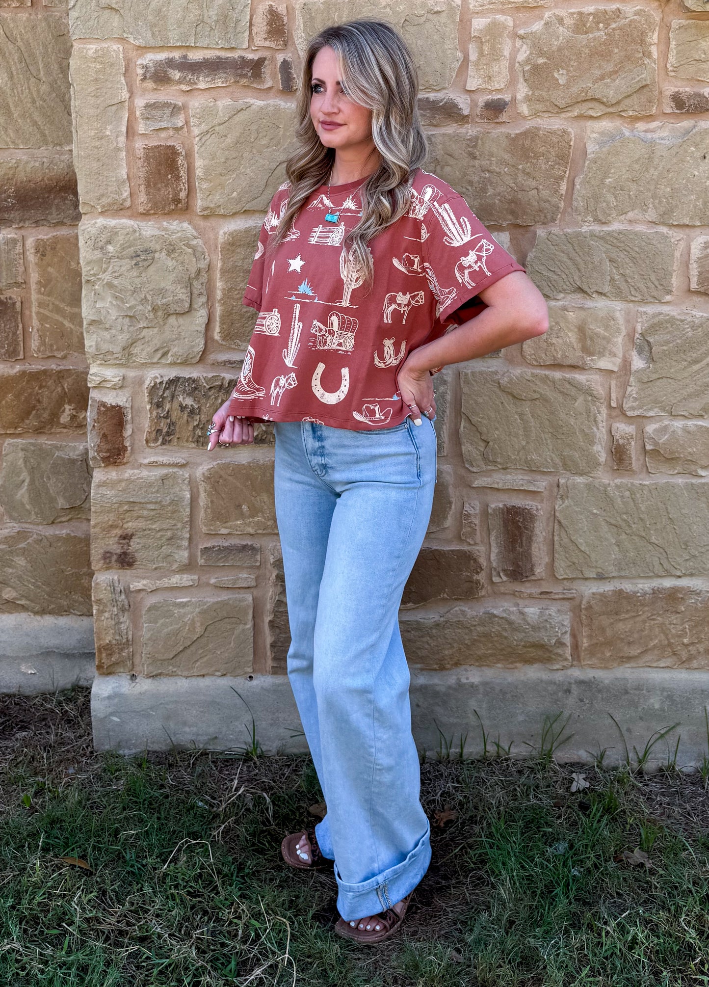 Out West Collage Tee *Rust