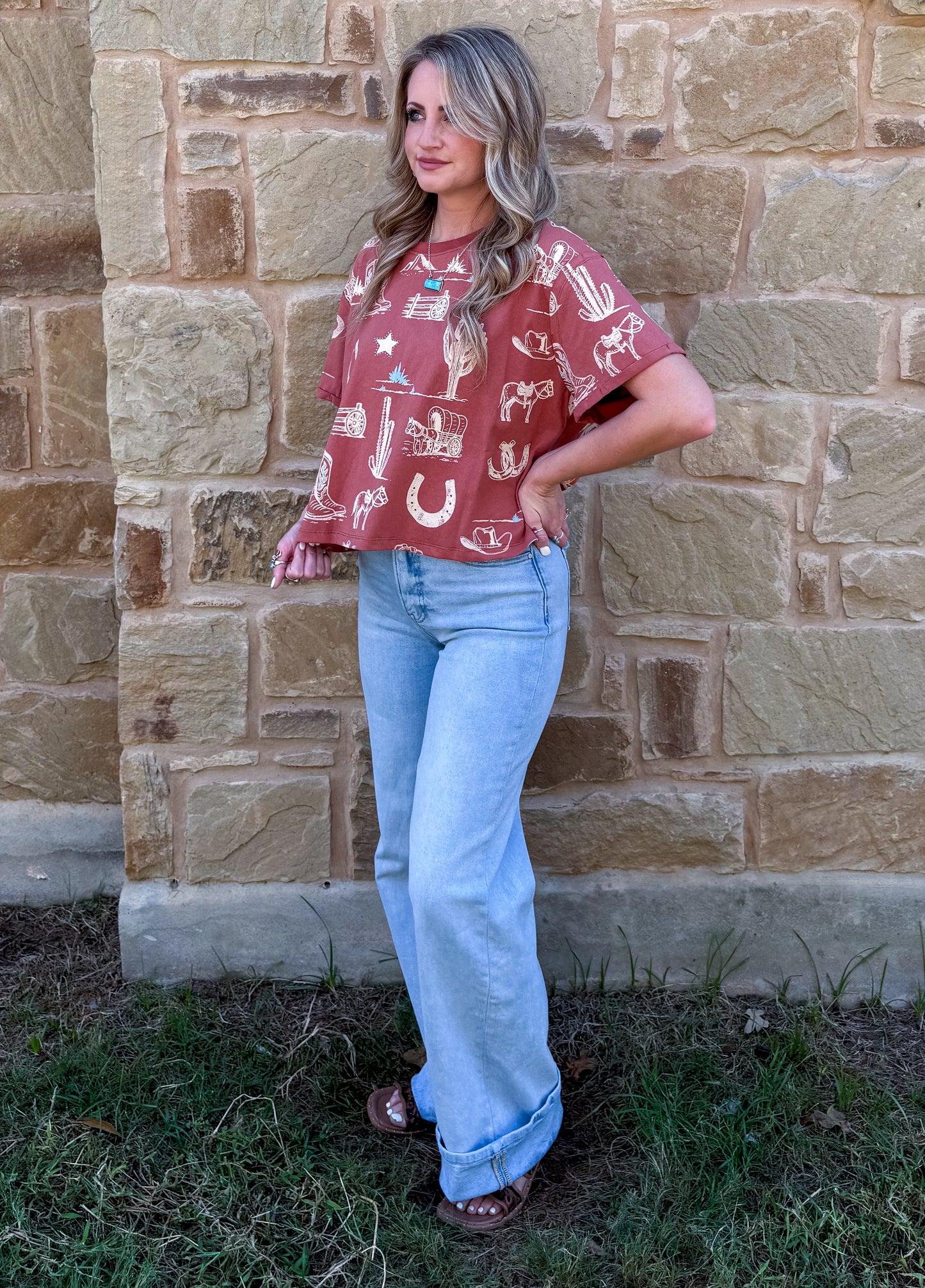 Out West Collage Tee *Rust