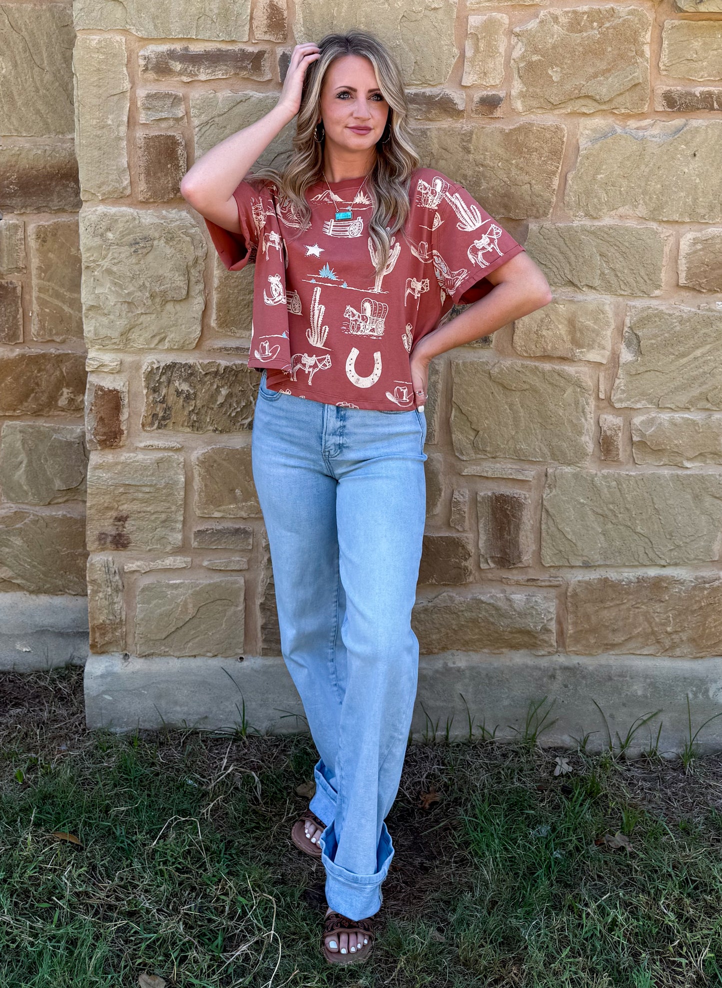 Out West Collage Tee *Rust