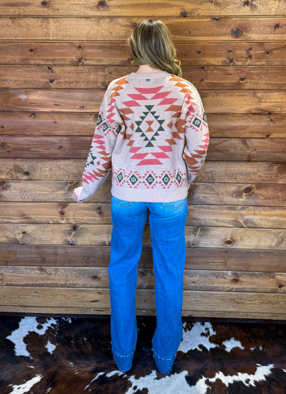 Southern Aztec Sweater *Pink