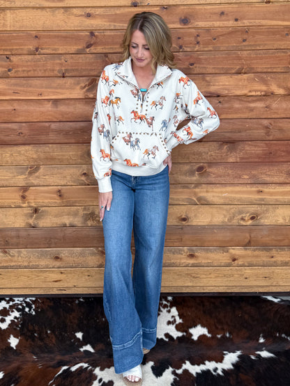 Studded Horses Pullover