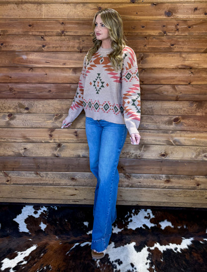 Southern Aztec Sweater *Pink