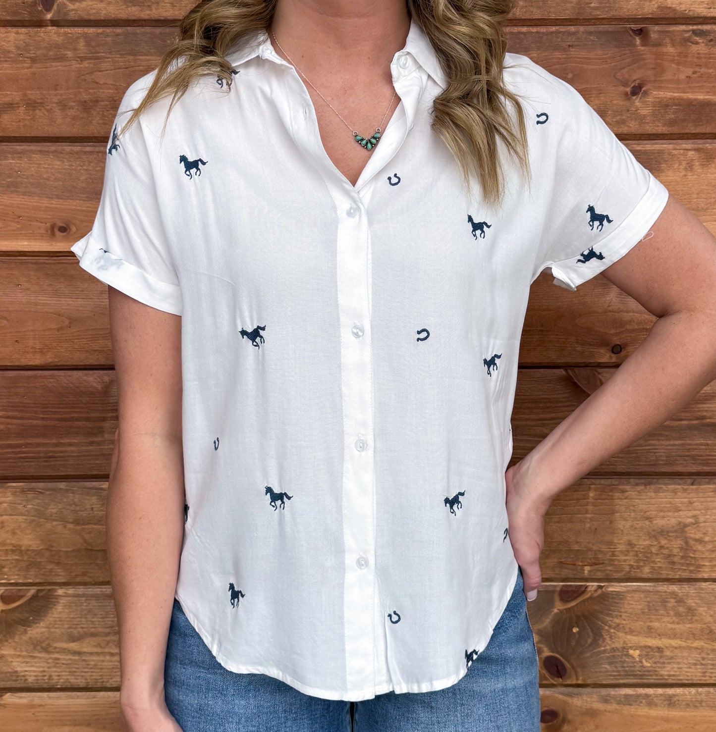 Wild & Lucky Button-Up Top *Blue