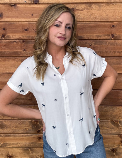 Wild & Lucky Button-Up Top *Blue