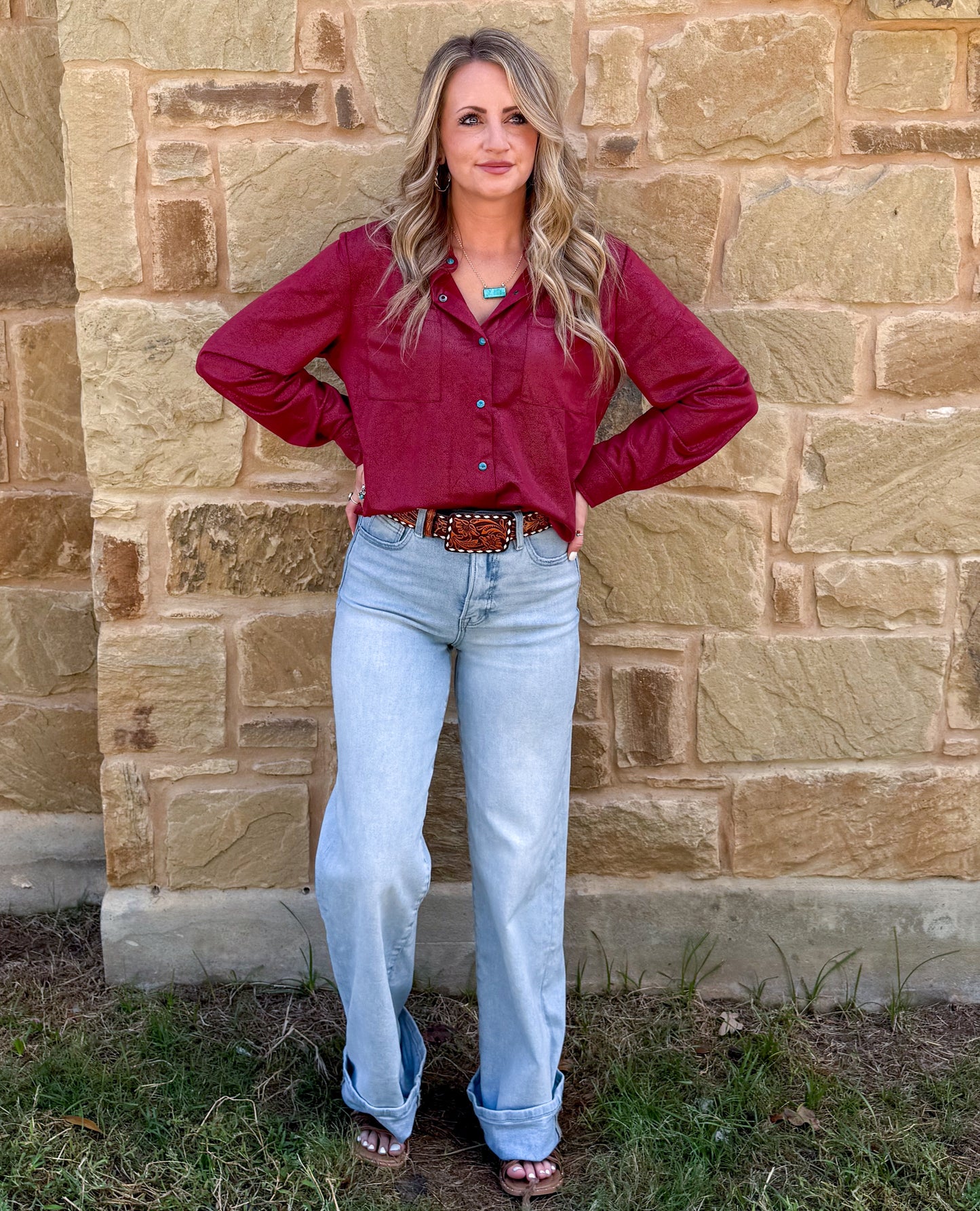 Leather Lux Top *Burgundy