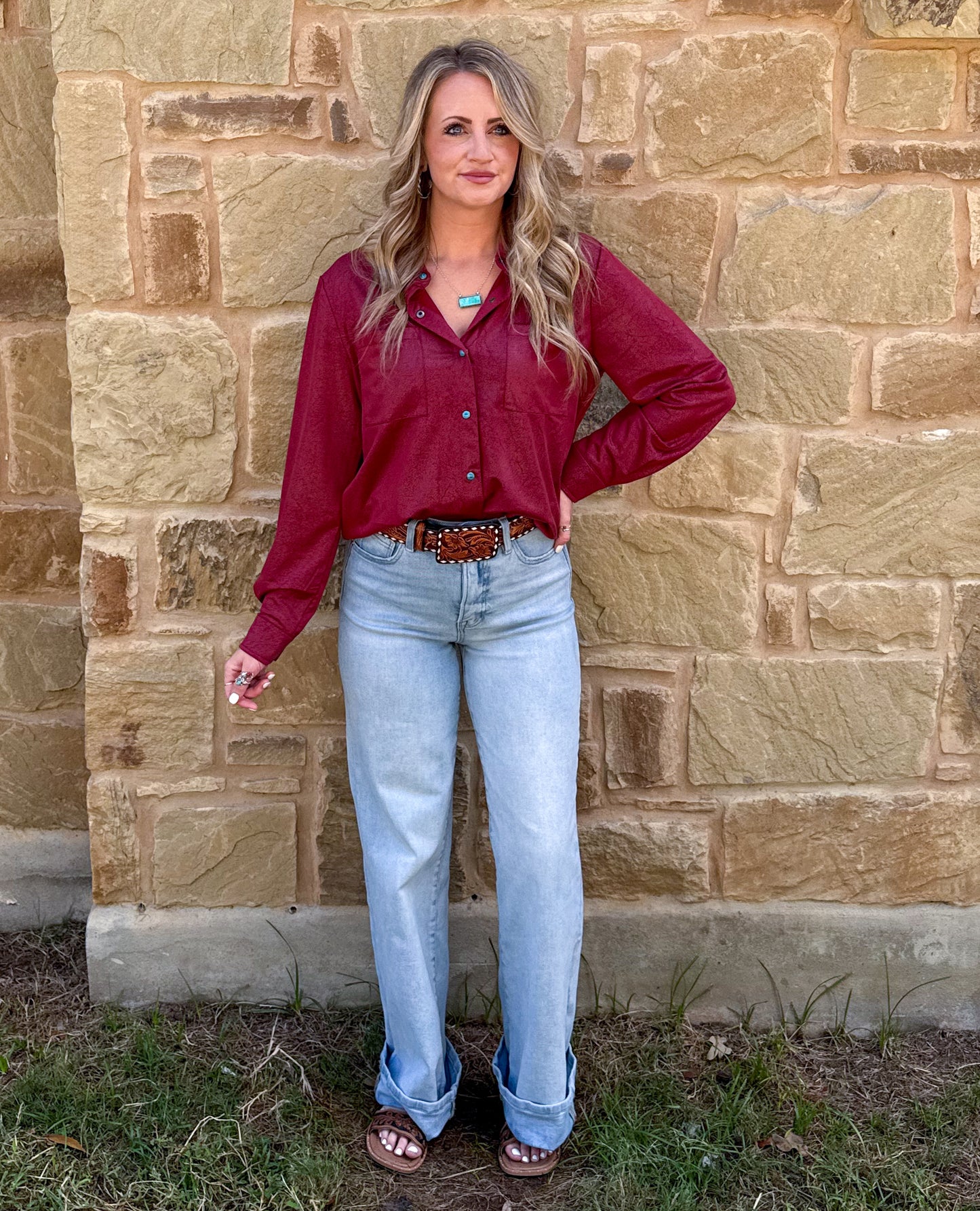Leather Lux Top *Burgundy