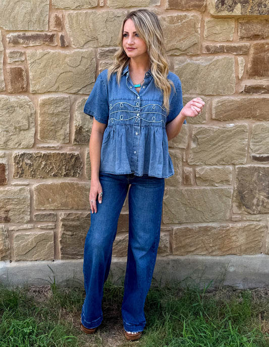 Loopty Lou Blouse *Denim
