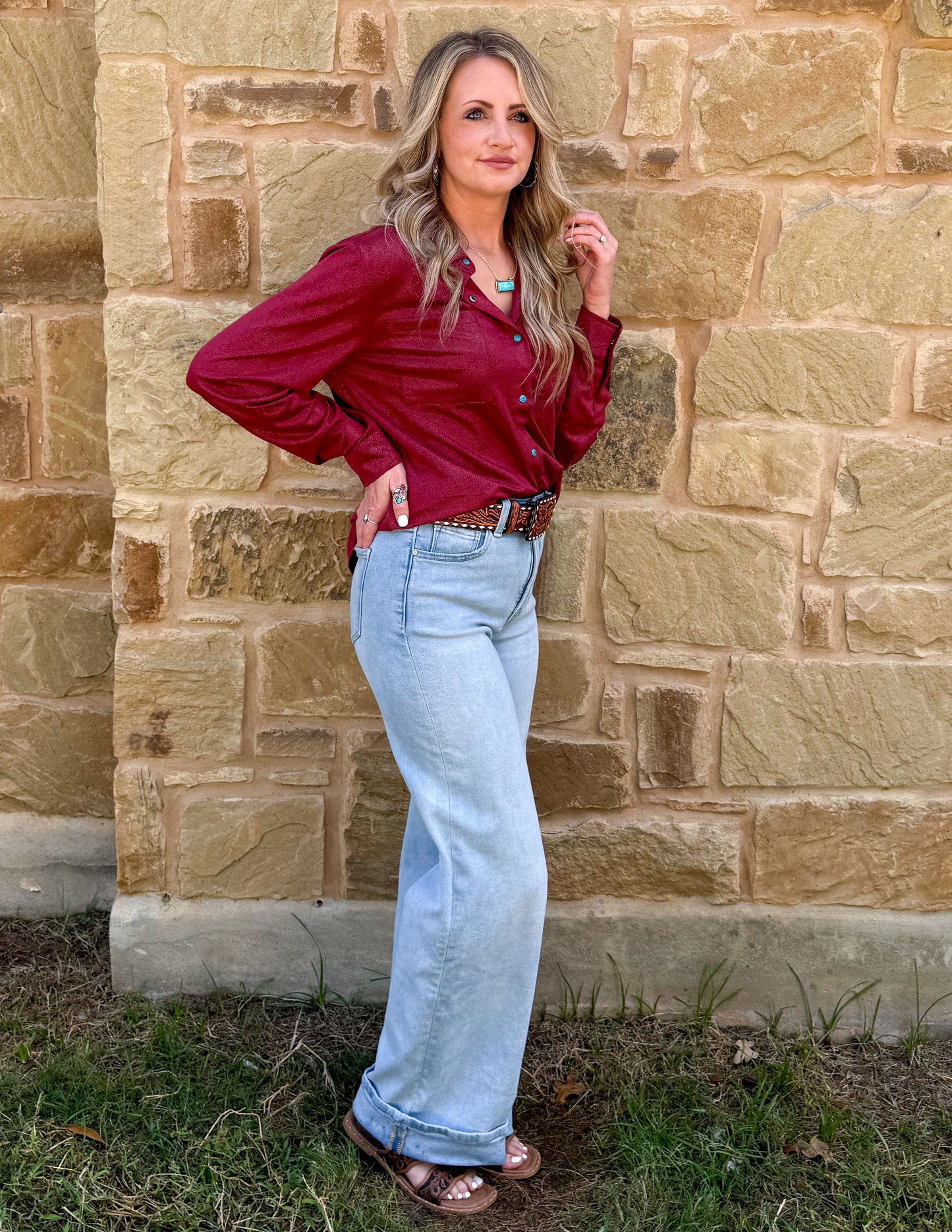 Leather Lux Top *Burgundy
