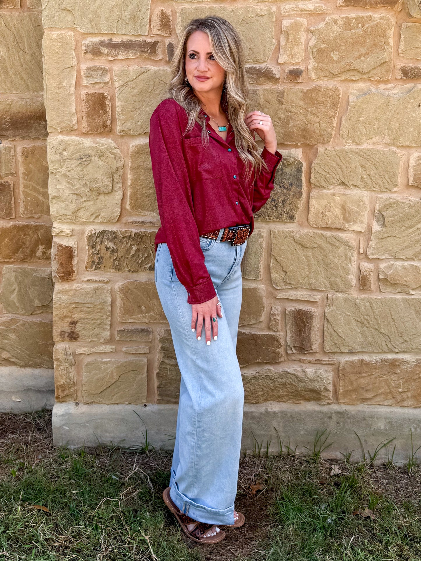 Leather Lux Top *Burgundy