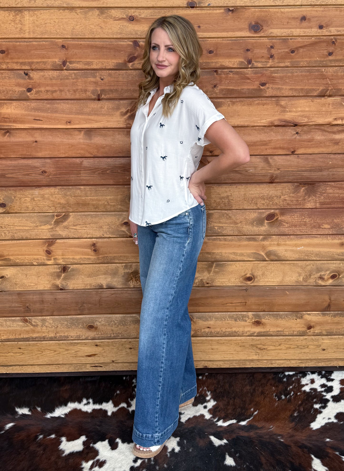 Wild & Lucky Button-Up Top *Blue