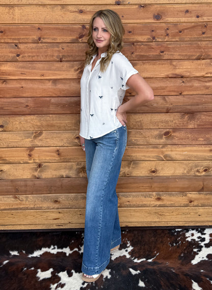 Wild & Lucky Button-Up Top *Blue
