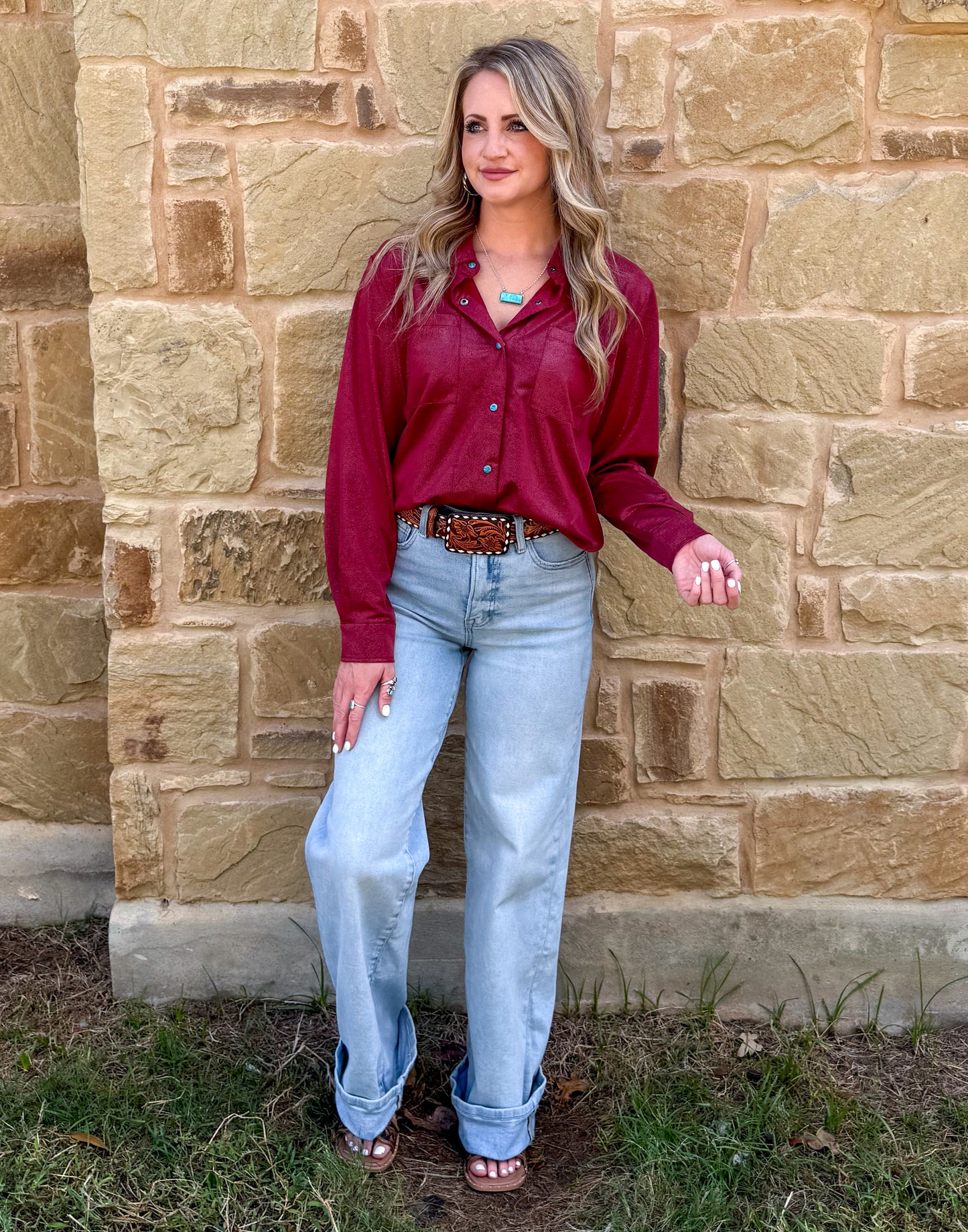 Leather Lux Top *Burgundy