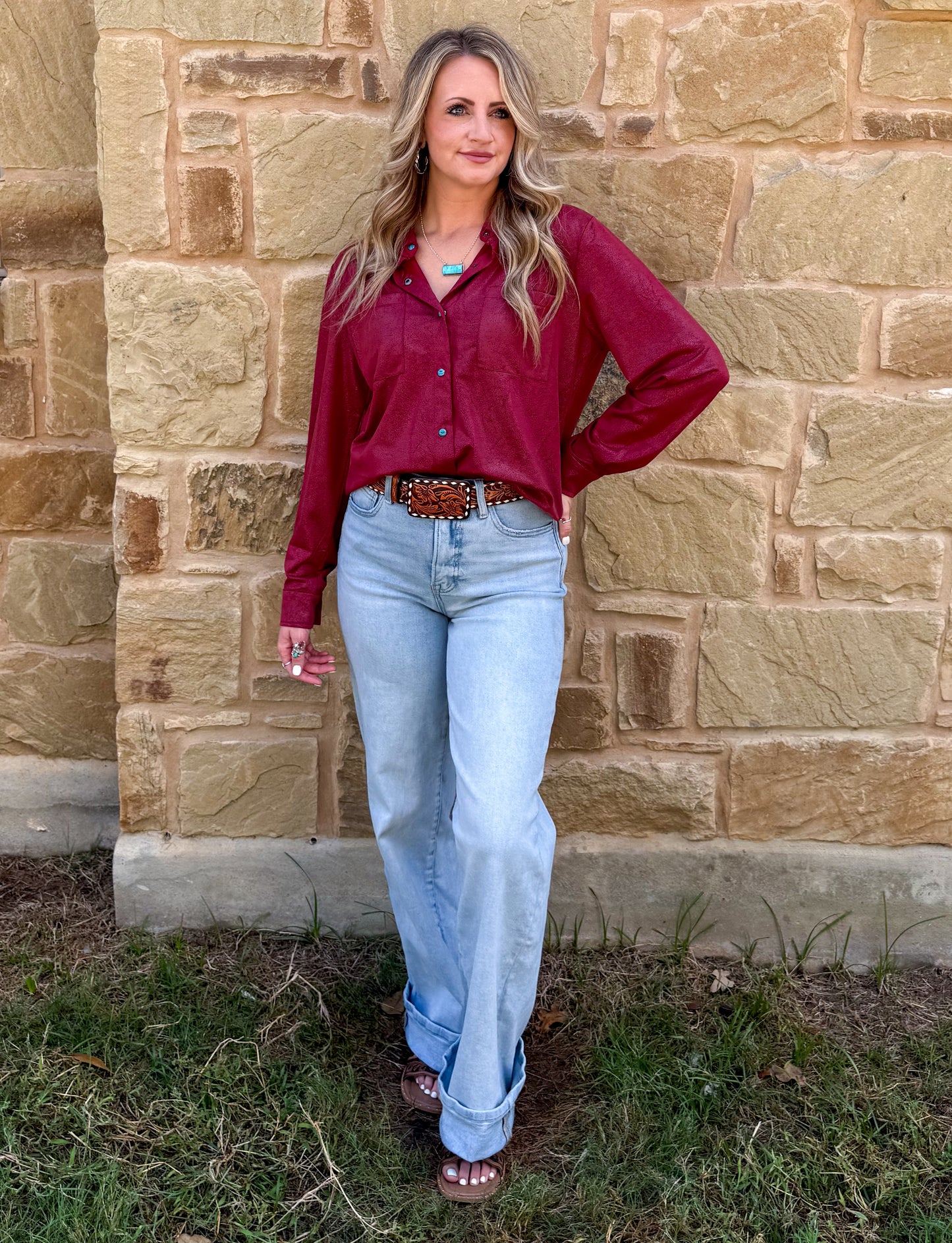 Leather Lux Top *Burgundy