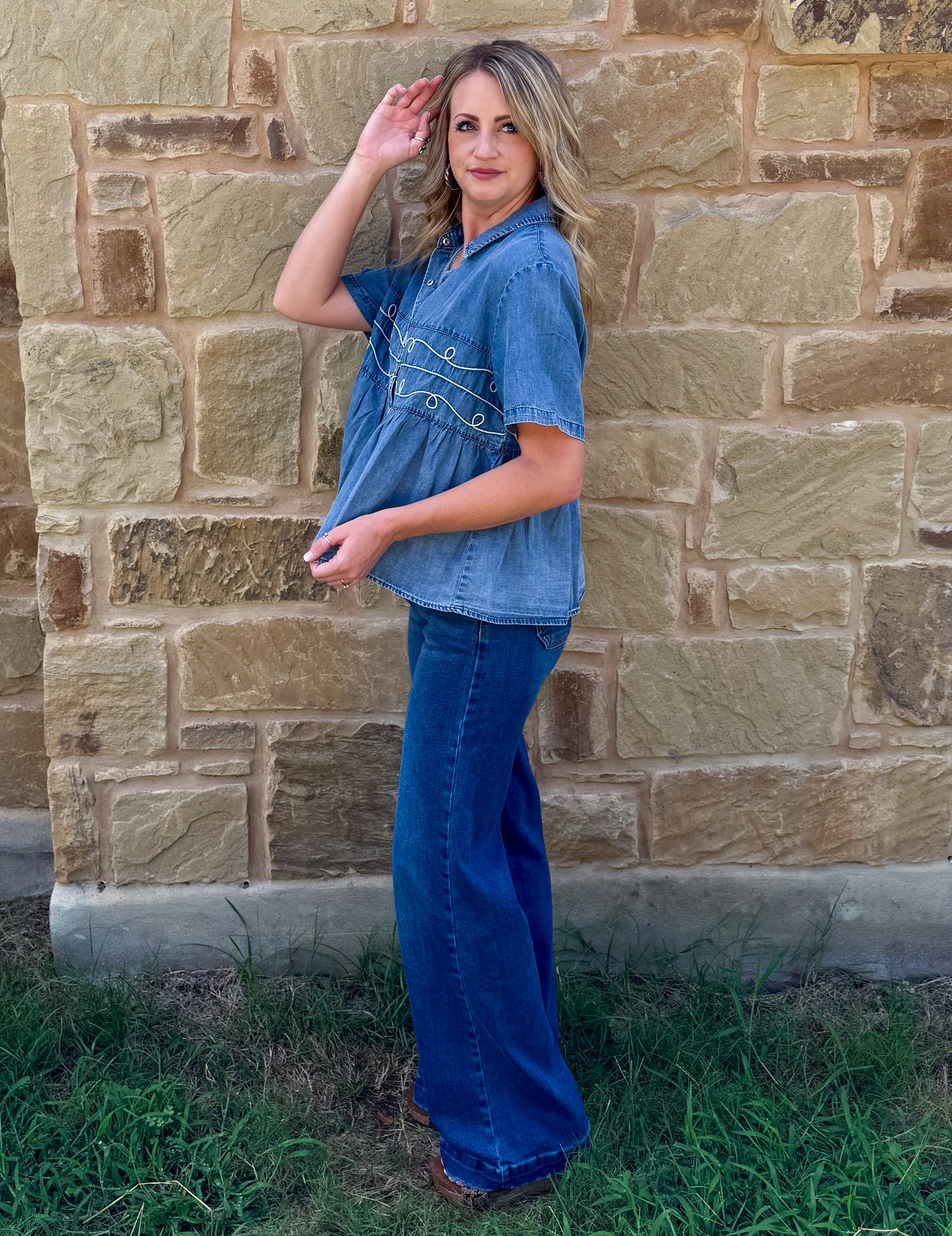 Loopty Lou Blouse *Denim