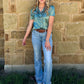 Satin Arrow Button-Up Top
