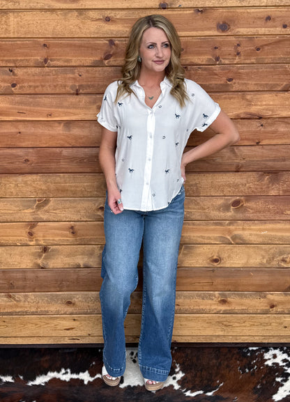 Wild & Lucky Button-Up Top *Blue