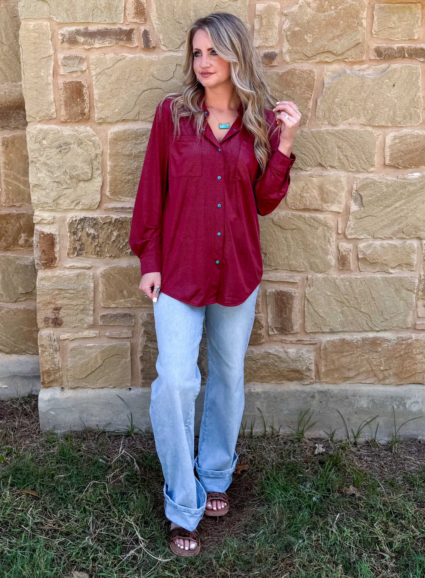 Leather Lux Top *Burgundy