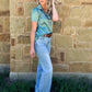 Satin Arrow Button-Up Top