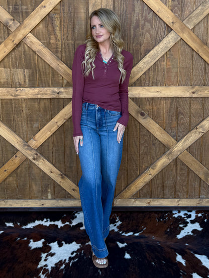 The Henley Basic Long Sleeve *Rosewood