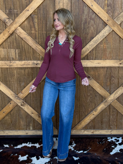 The Henley Basic Long Sleeve *Rosewood