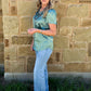 Satin Arrow Button-Up Top