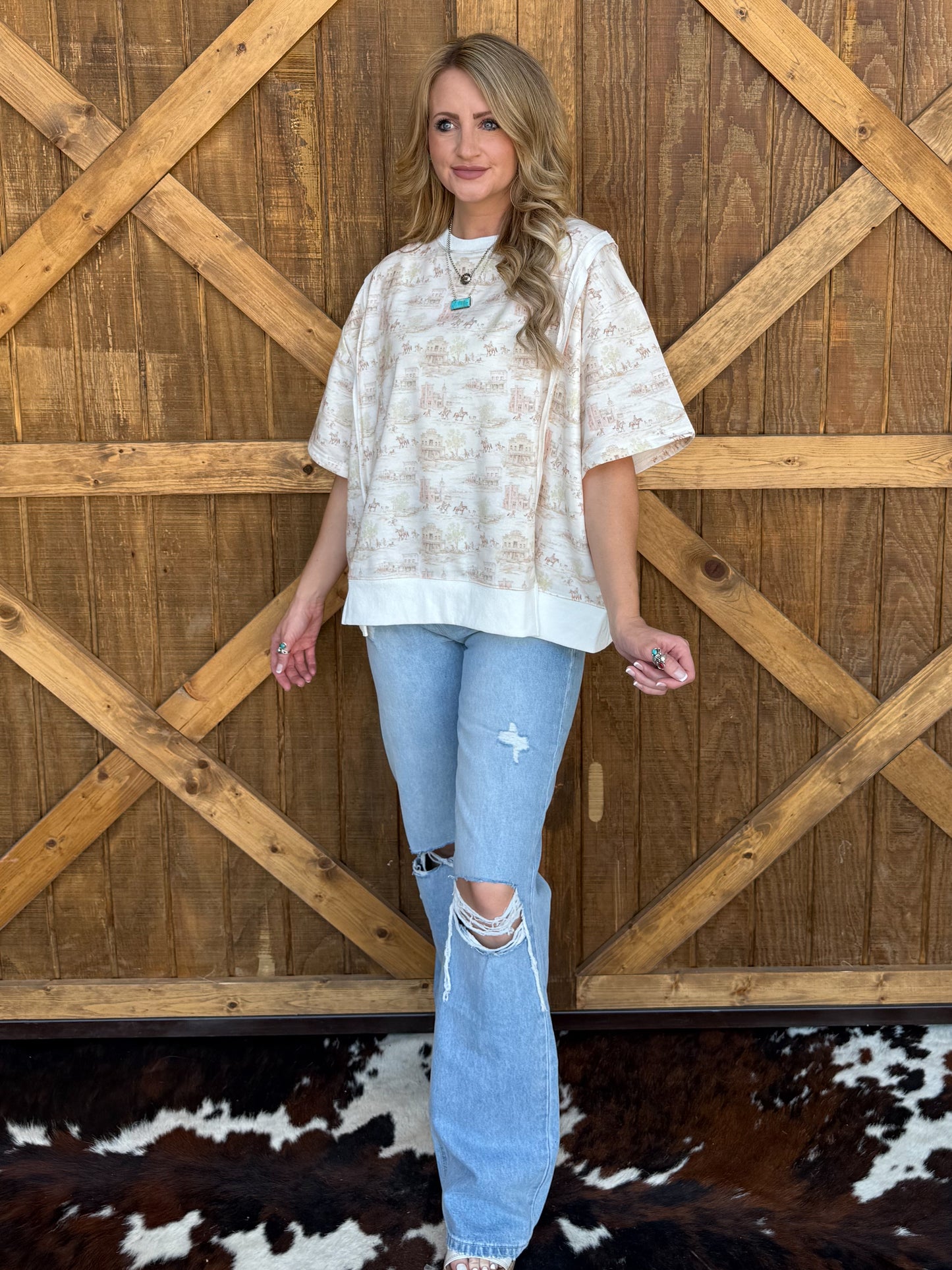Old Town Oversized Sweatshirt Top