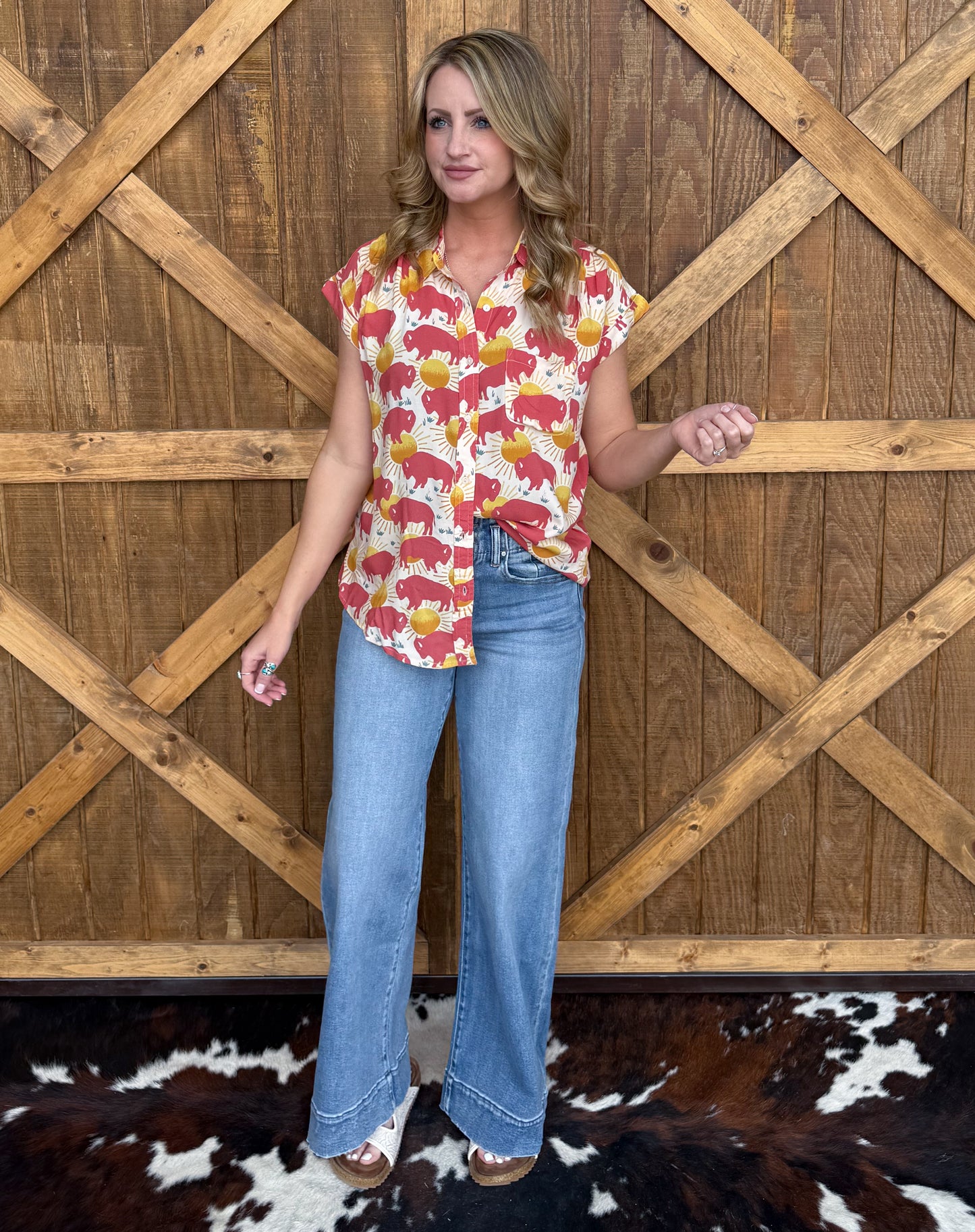 The Sunset Buffalo Button-Up Top