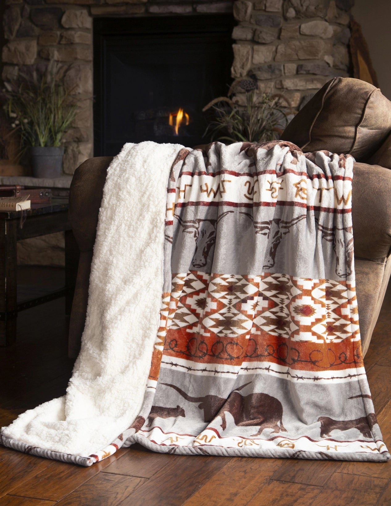 Longhorn Plush Throw Blanket