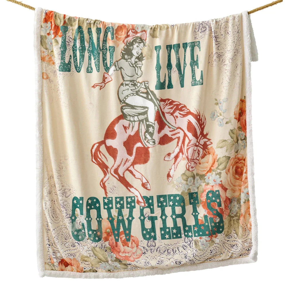 Long Live Cowgirls Sherpa Throw Blanket