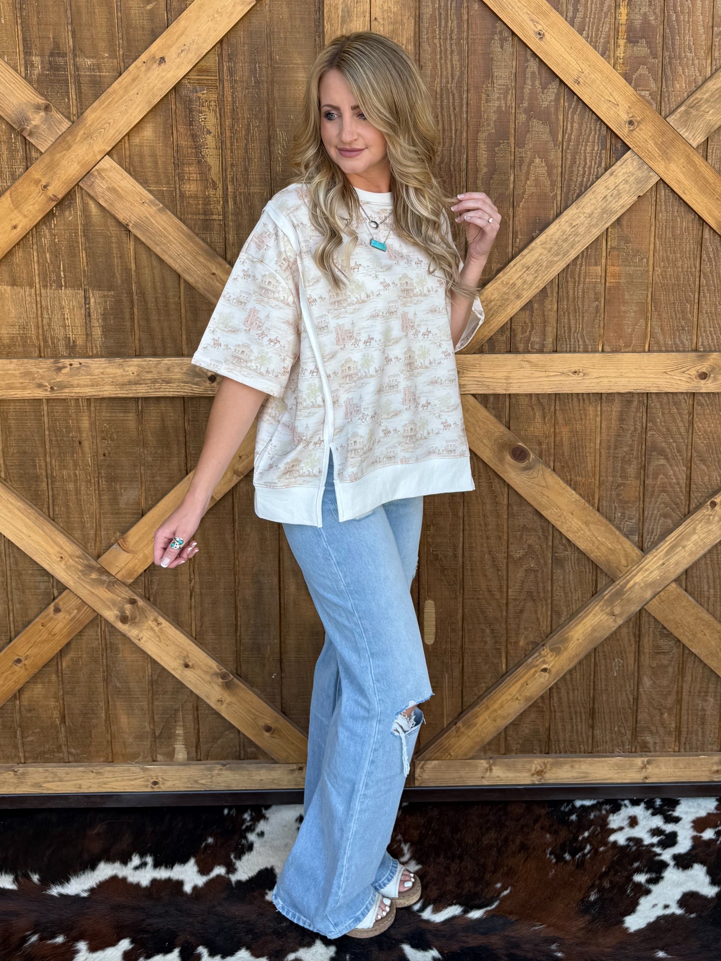 Old Town Oversized Sweatshirt Top