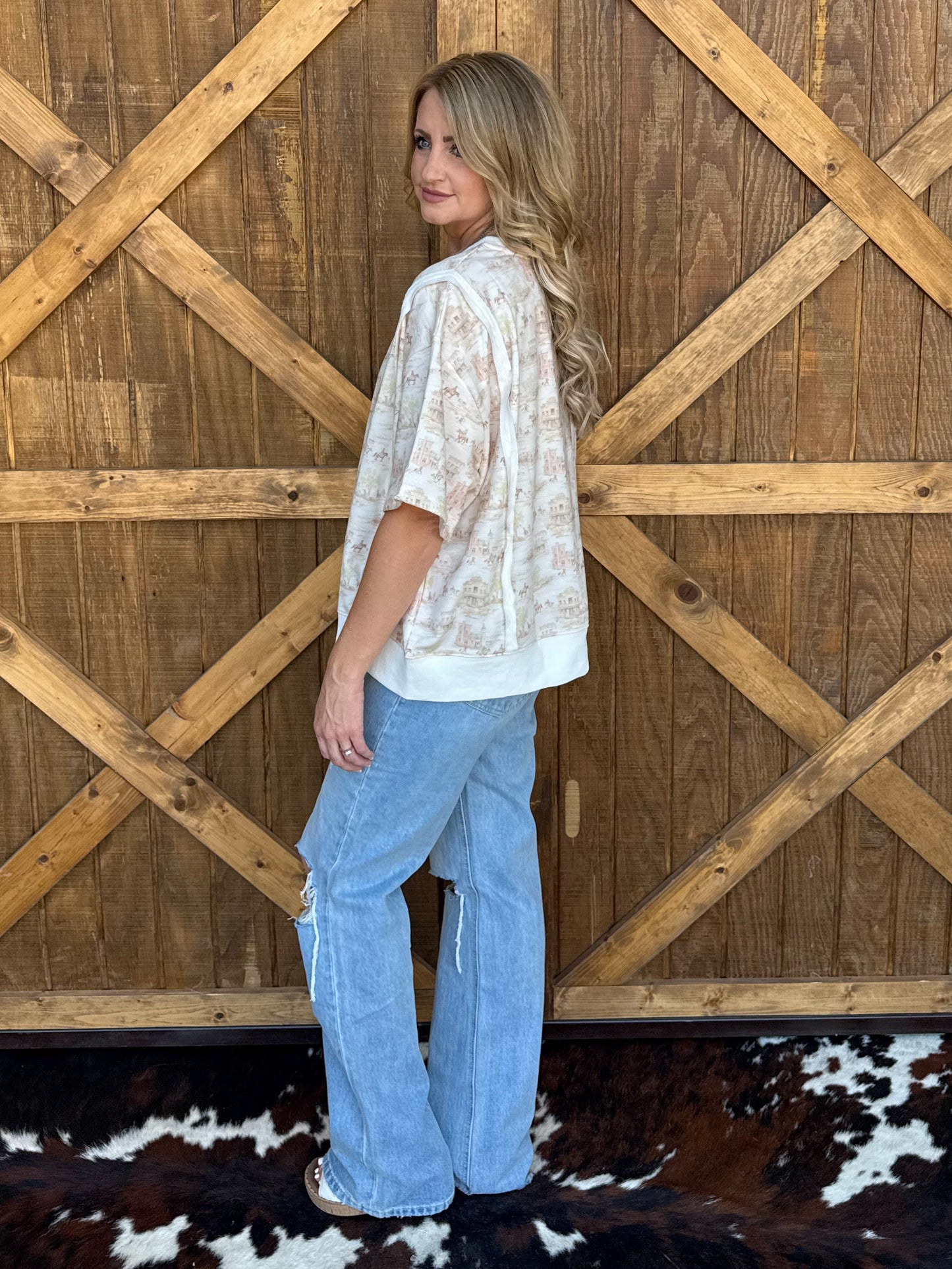 Old Town Oversized Sweatshirt Top