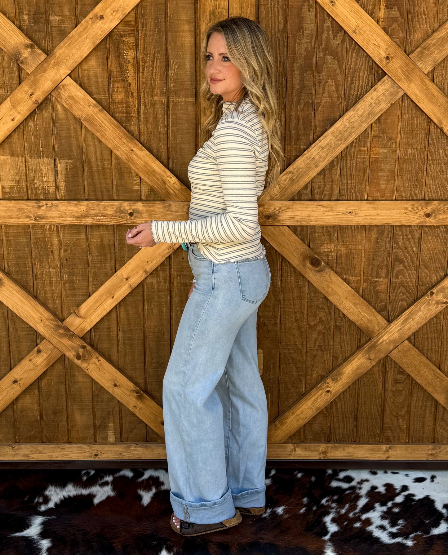 The Maggie Striped Top *Grey