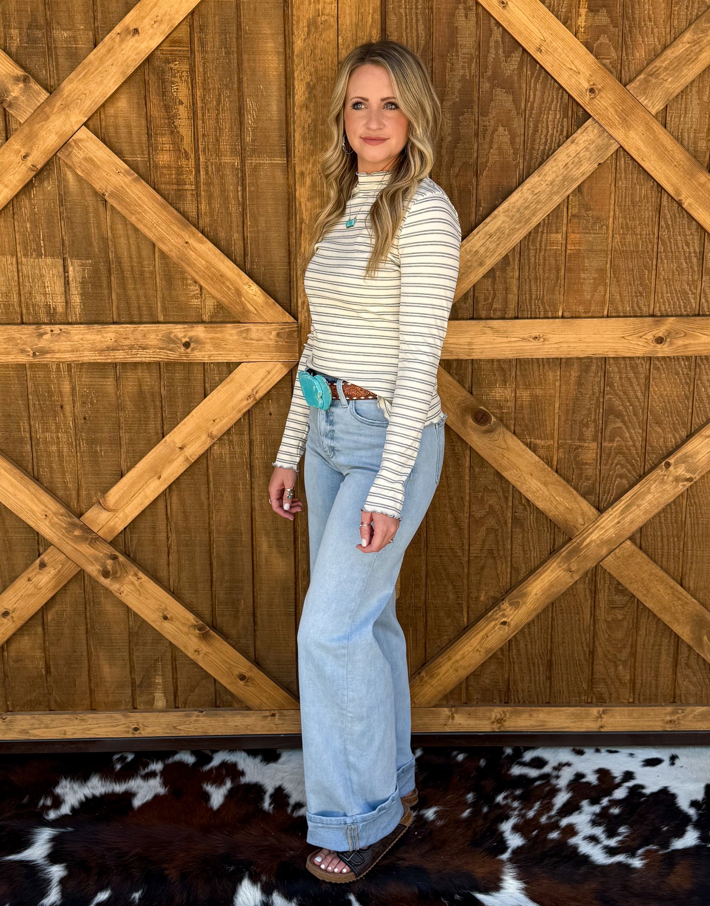 The Maggie Striped Top *Grey