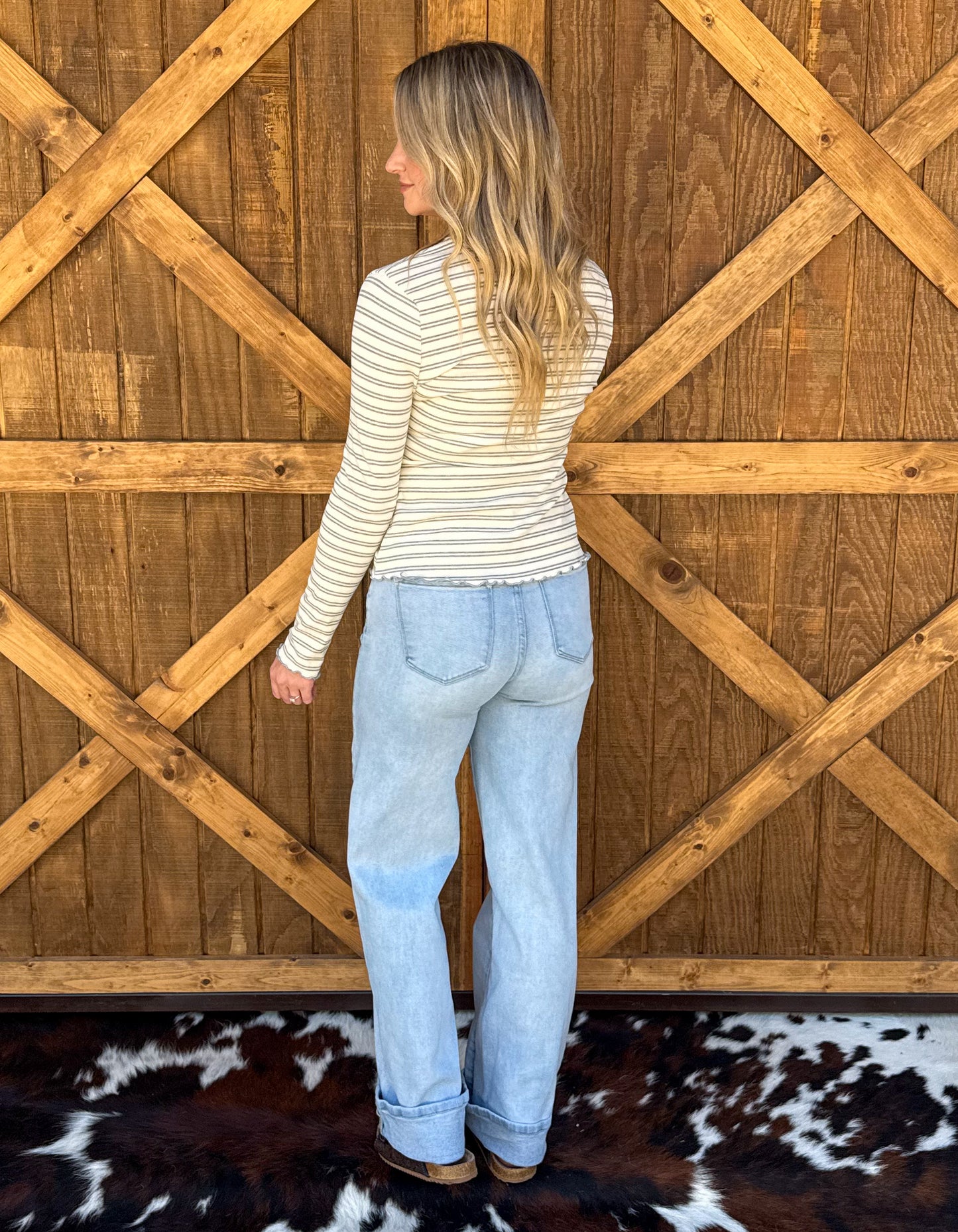 The Maggie Striped Top *Grey