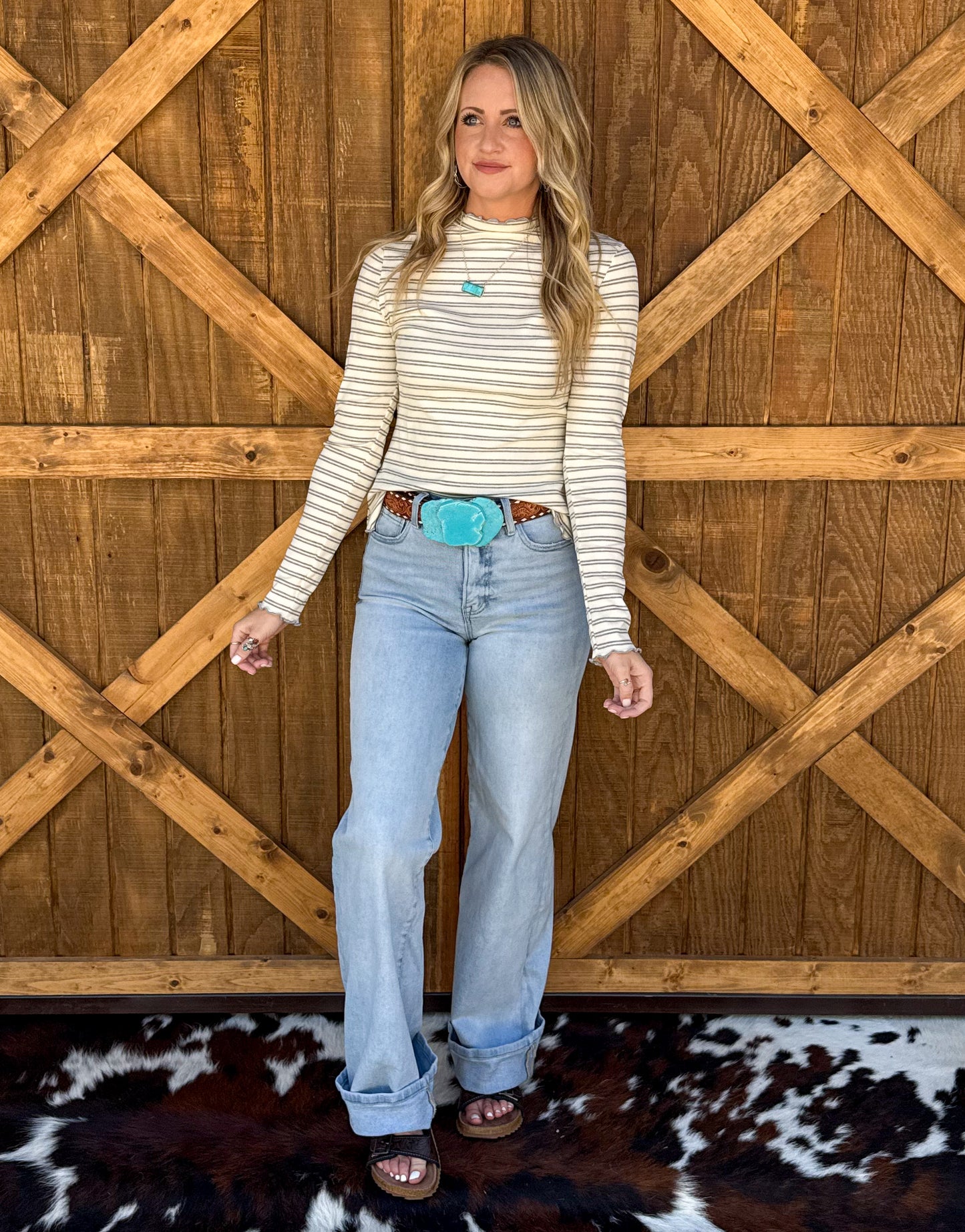 The Maggie Striped Top *Grey