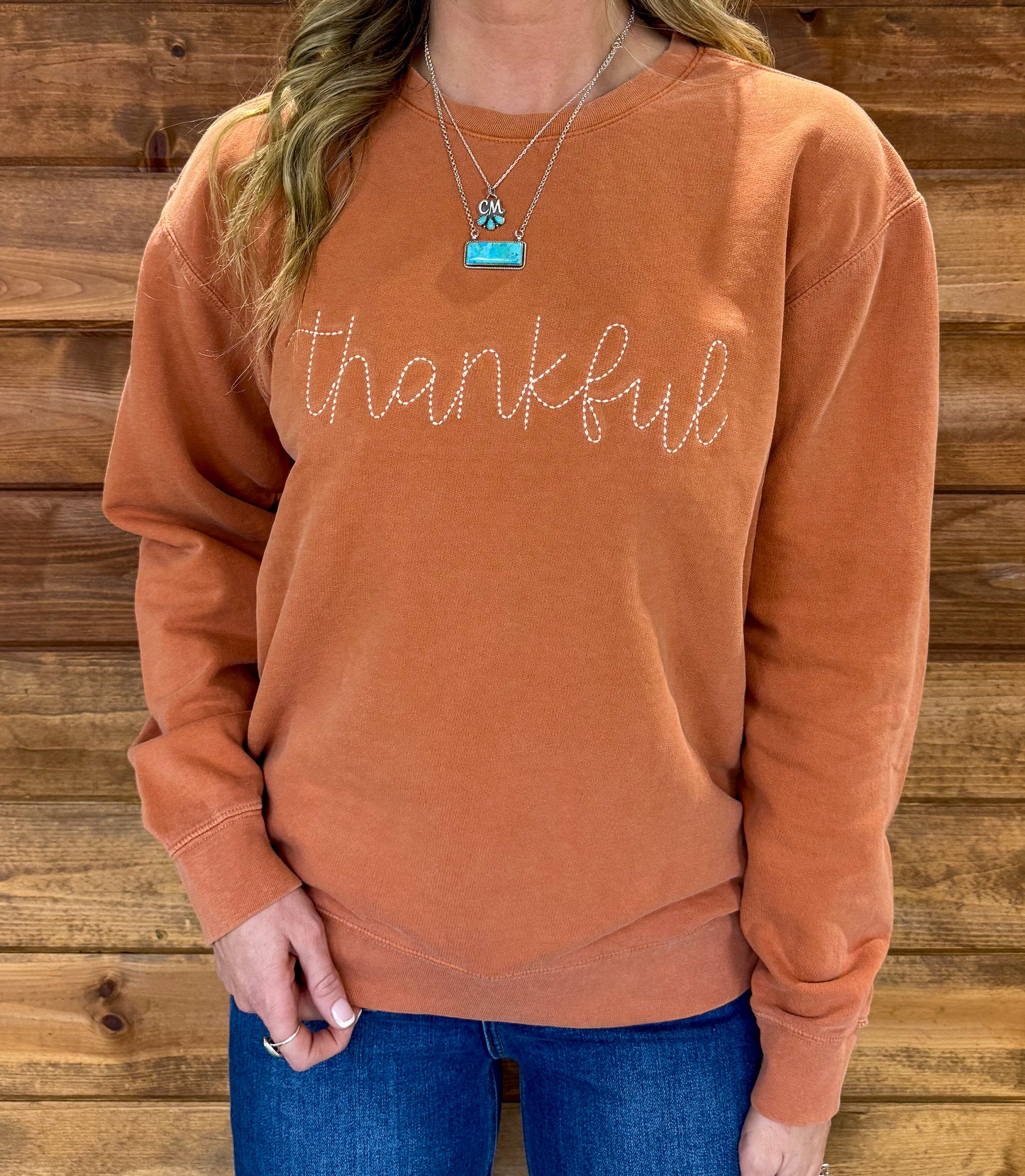 Thankful Embroidered Sweatshirt