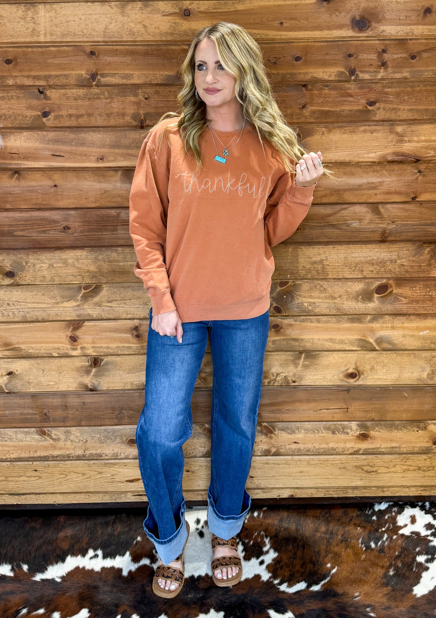 Thankful Embroidered Sweatshirt